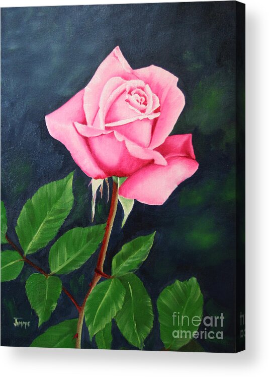 Portrait Of A Rose Acrylic Print featuring the painting Portrait of a Rose by Jimmie Bartlett