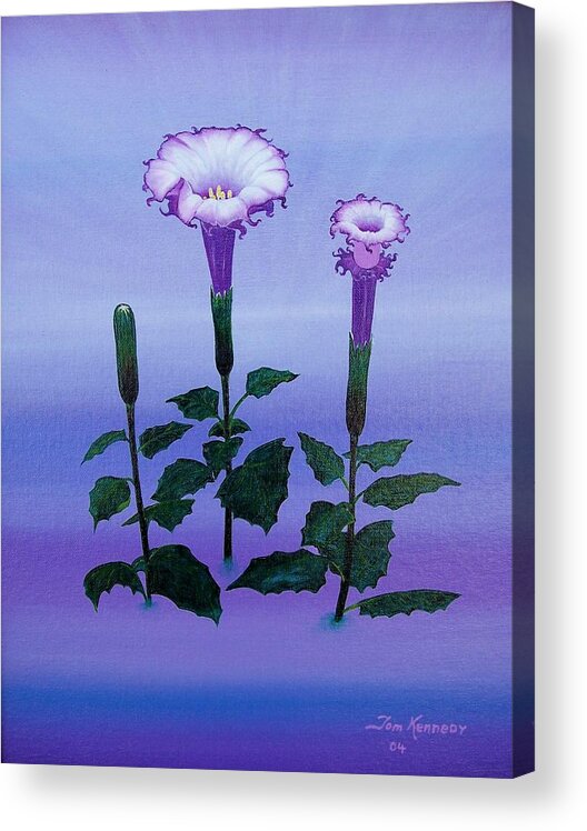 Datura Acrylic Print featuring the painting Power Of Life Or Death by Thomas F Kennedy