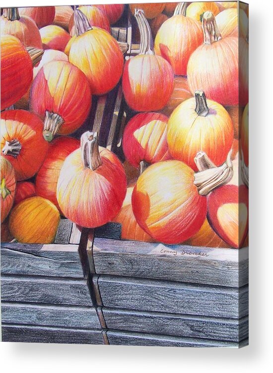 Pumpkins Acrylic Print featuring the painting Pumpkins by Constance Drescher