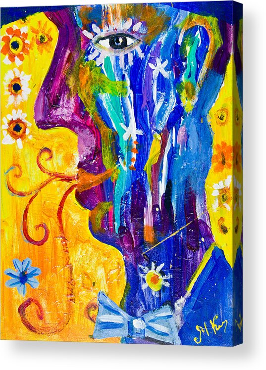 Profile Acrylic Print featuring the painting Purple Man by Maxim Komissarchik
