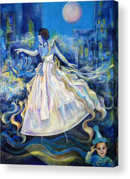 Fantasy Acrylic Print featuring the painting Pursuit of Happiness by Anna Duyunova