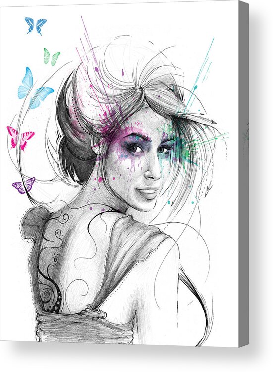 Butterflies Acrylic Print featuring the drawing Queen of Butterflies by Olga Shvartsur