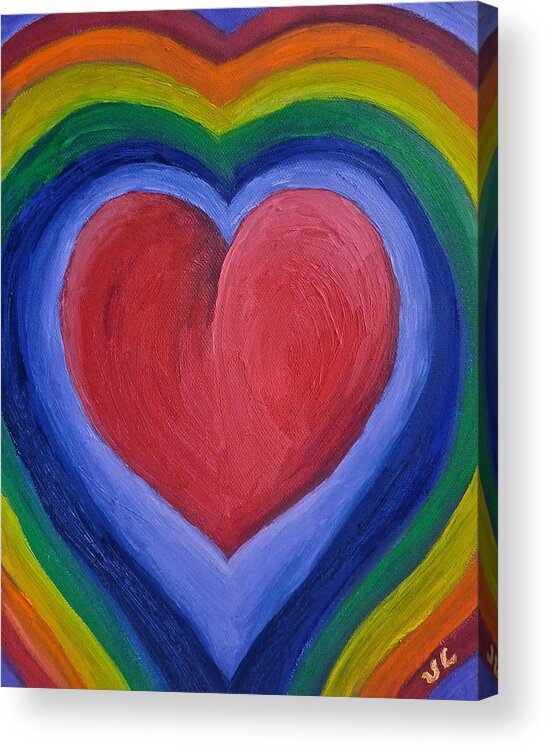 Heart Acrylic Print featuring the painting Rainbow Love by Victoria Lakes