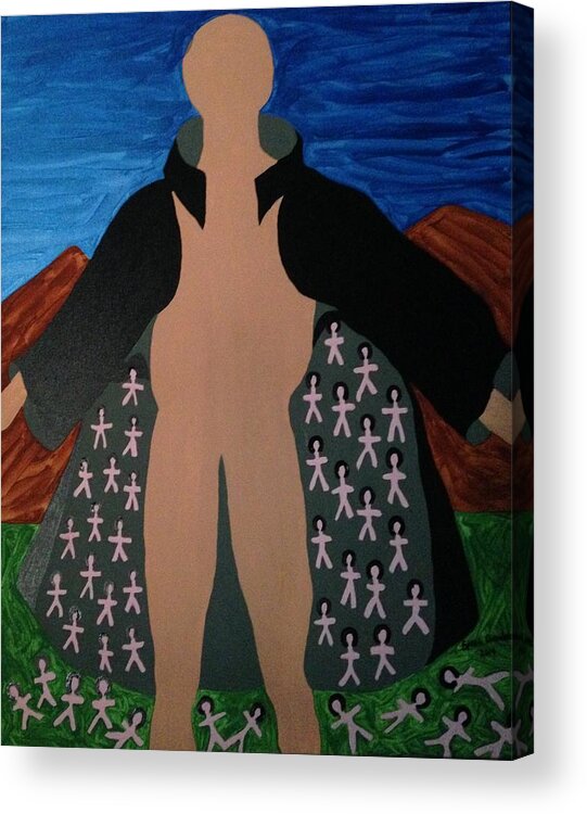 Raincoat Acrylic Print featuring the painting Raincoat by Erika Jean Chamberlin