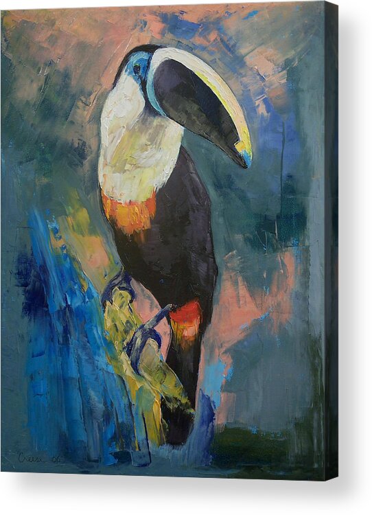 Rainforest Toucan Acrylic Print featuring the painting Rainforest Toucan by Michael Creese