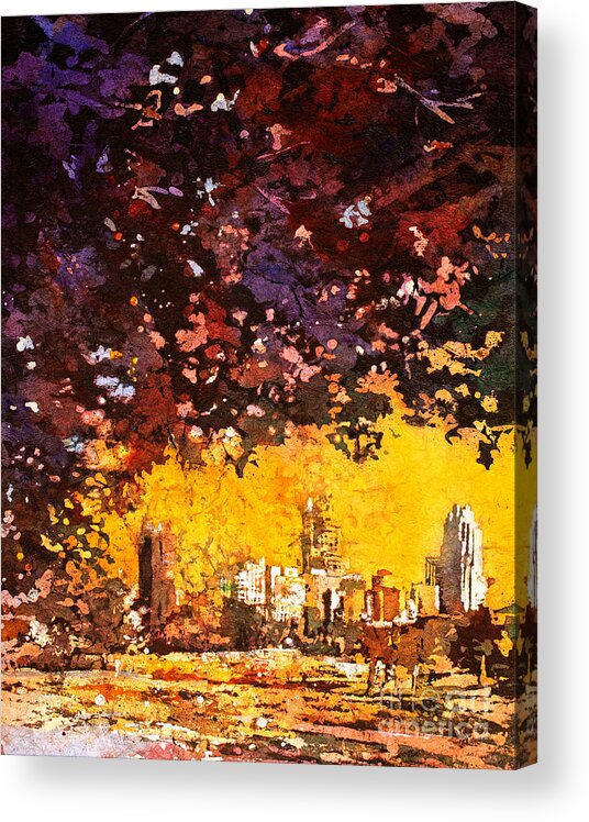 Batik Acrylic Print featuring the painting Raleigh Downtown by Ryan Fox