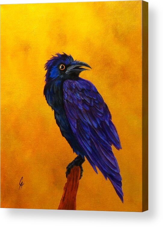 Raven Acrylic Print featuring the painting Raven by Carol Avants