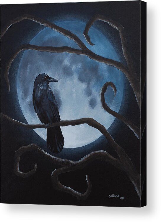 Gothic Acrylic Print featuring the painting Raven Moon by Glenn Pollard