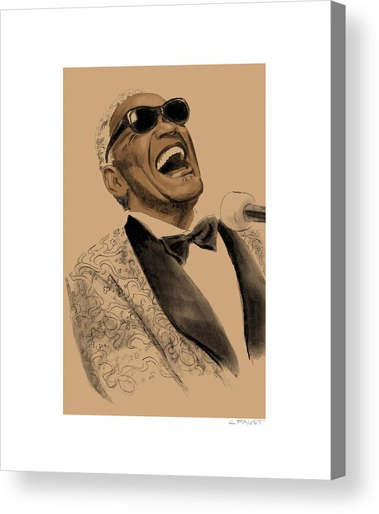 Ray Charles Acrylic Print featuring the drawing Ray Charles by Clifford Faust