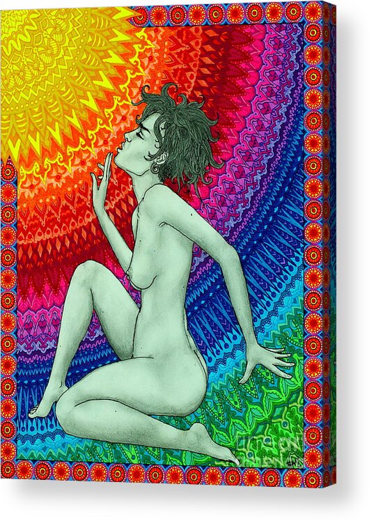 Vibrant Acrylic Print featuring the drawing Ready For The Next Beam by Baruska A Michalcikova