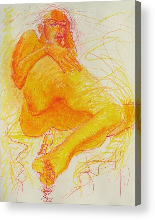 Nudes Acrylic Print featuring the painting Reclining Nude by Elizabeth Parashis