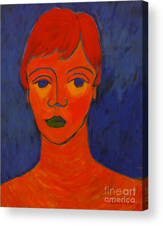 Portraits Acrylic Print featuring the painting Red Human by Monica Elena