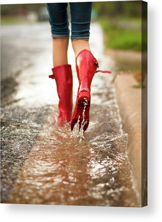 People Acrylic Print featuring the photograph Red Rain Boots by Jennifer M. Ramos