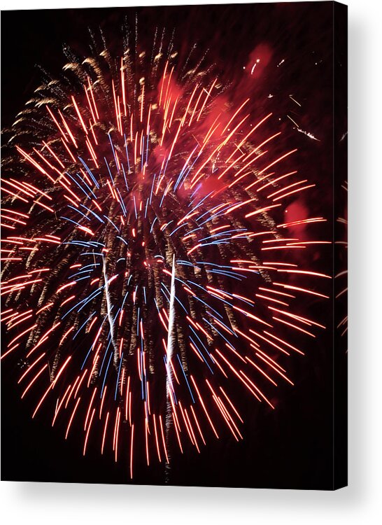 Fireworks Acrylic Print featuring the photograph Red White and Blue by Harold Rau