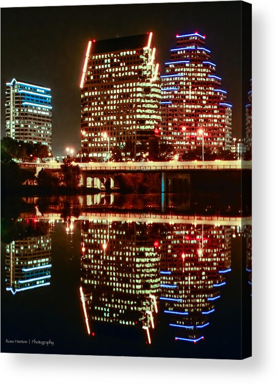 Night Acrylic Print featuring the photograph Reflecting on Austin by Ross Henton
