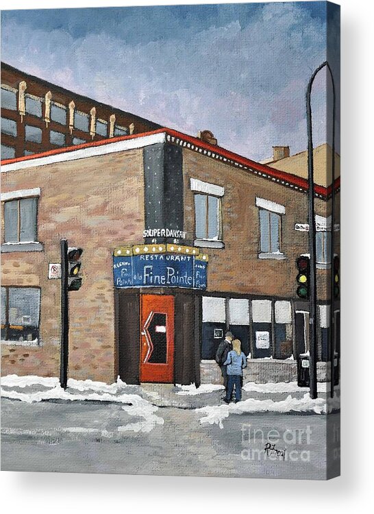 The Fine Pointe Acrylic Print featuring the painting Restaurant a la Fine Pointe by Reb Frost