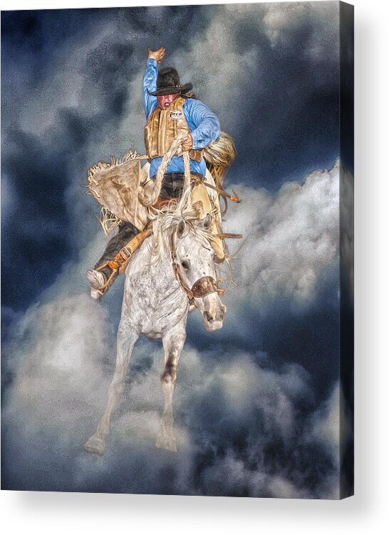 Cowboy Acrylic Print featuring the photograph Ride the Storm Out by Ron McGinnis