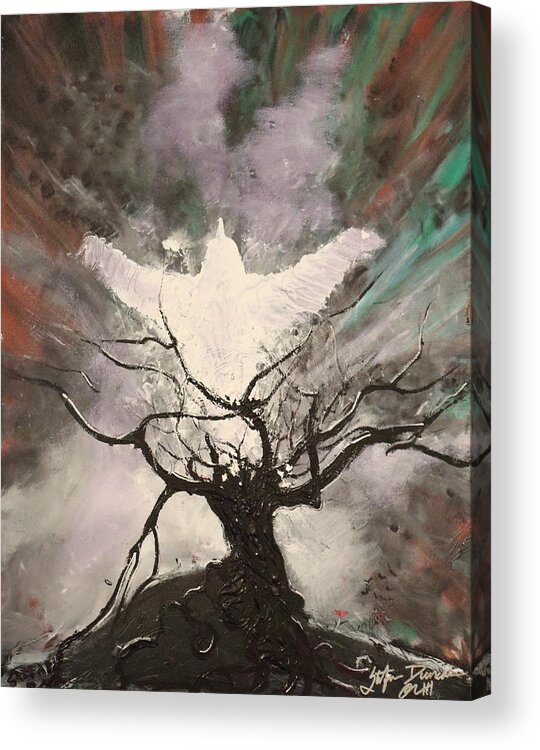 Fantasy Acrylic Print featuring the painting Rising From The Ashes by Stefan Duncan