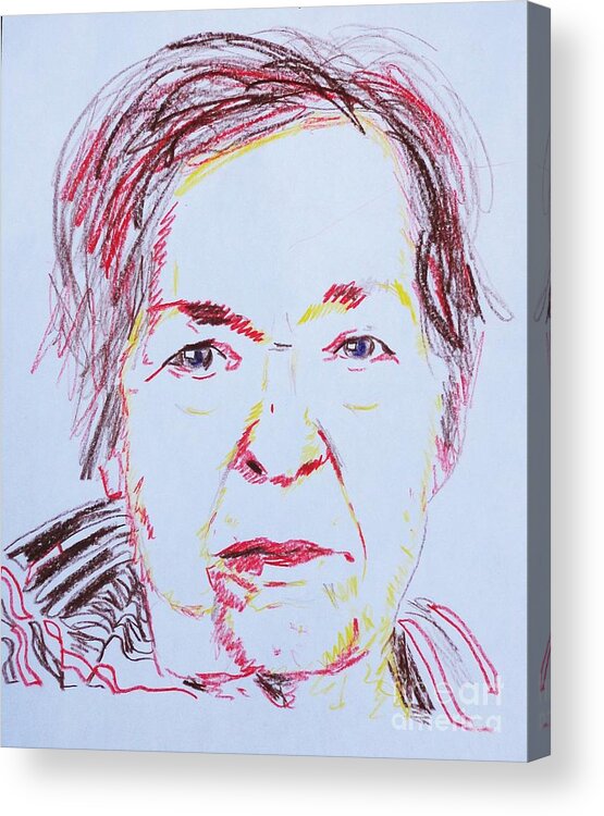 Elderly Acrylic Print featuring the drawing Roberta's Portrait by PainterArtist FIN