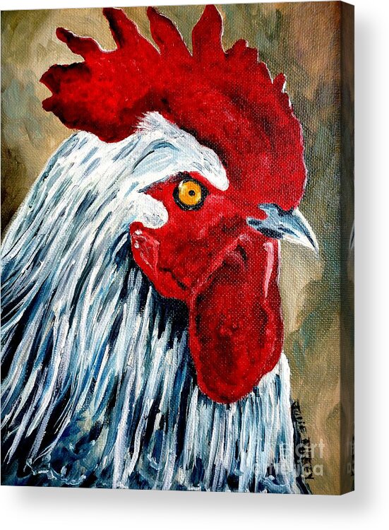 Red Acrylic Print featuring the painting Rooster Doodle by Julie Brugh Riffey