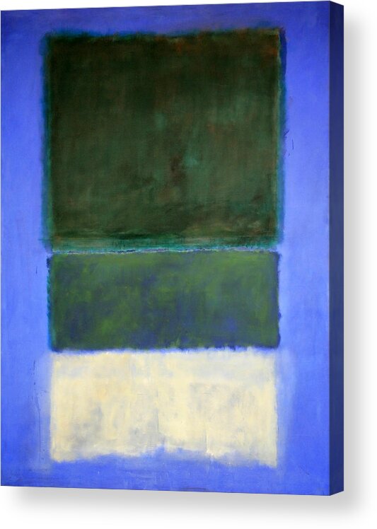 No. 14 Acrylic Print featuring the photograph Rothko's No. 14 -- White And Greens In Blue by Cora Wandel