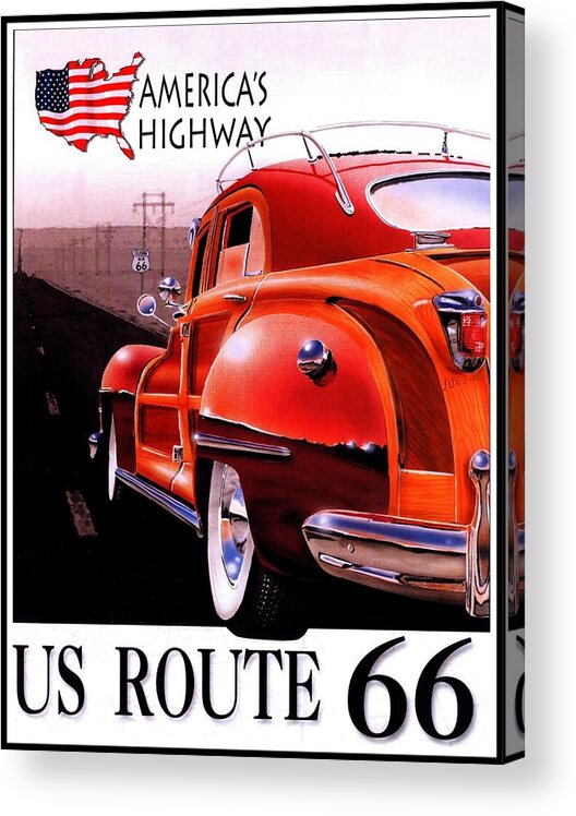 Route66 Acrylic Print featuring the digital art Route 66 America's Highway by Georgia Clare