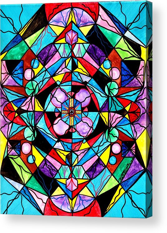 Sacred Geometry Grid Acrylic Print featuring the painting Sacred Geometry Grid by Teal Eye Print Store