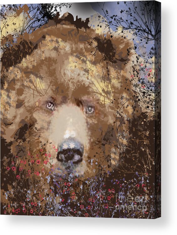 Brown Bear Acrylic Print featuring the digital art Sad Brown Bear by Kim Prowse