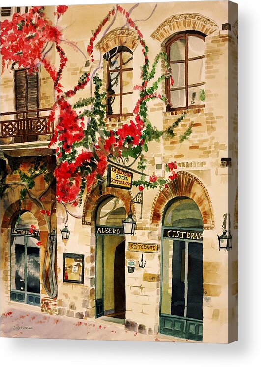 Award-winning Acrylic Print featuring the painting San Gimignano by Judy Swerlick