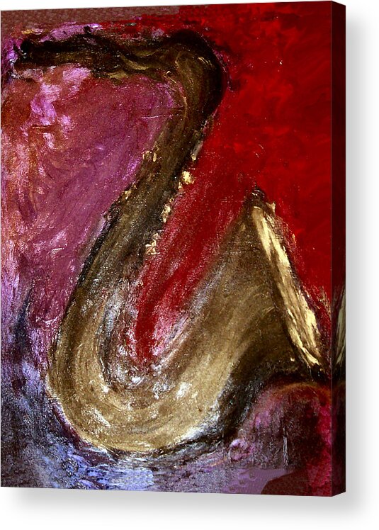 American Acrylic Print featuring the painting Saxophone by Carol Stanley