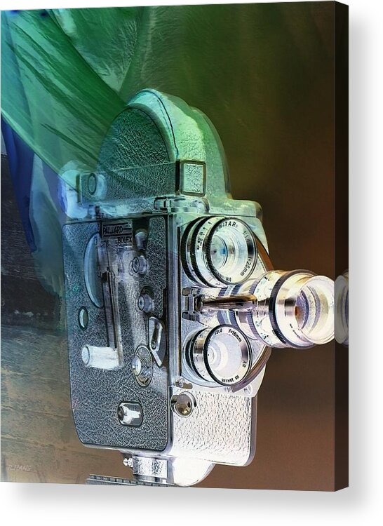 Old Camera Acrylic Print featuring the photograph SCARF CAMERA in NEGATIVE by Rob Hans