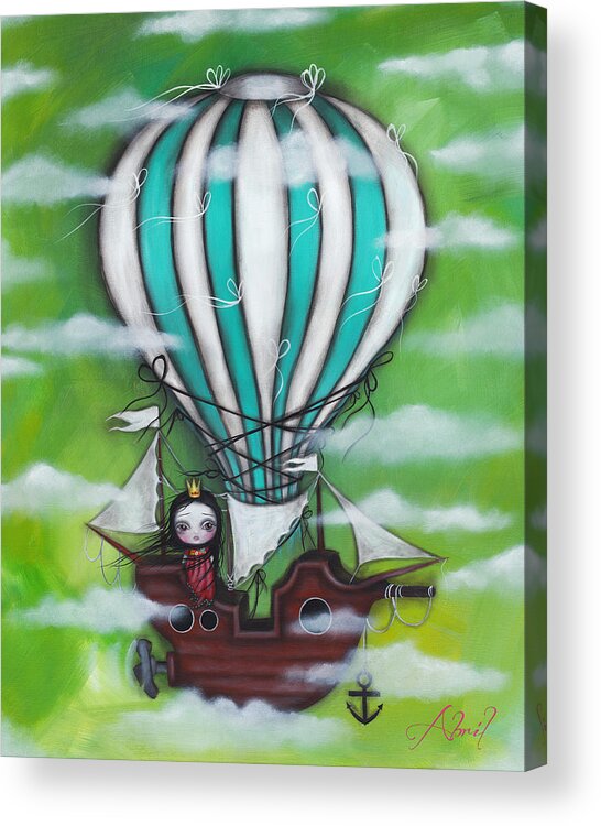 Air Ship Acrylic Print featuring the painting Sea of Clouds by Abril Andrade