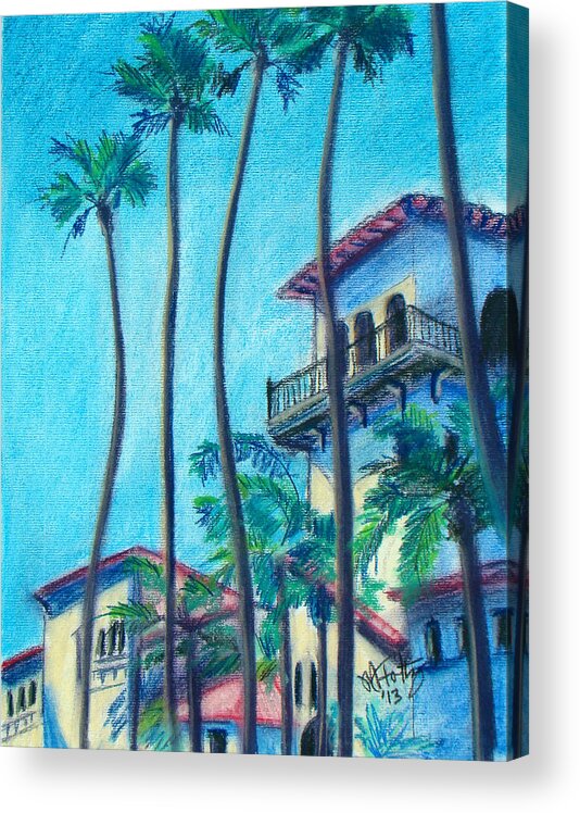 Seal Beach Acrylic Print featuring the painting Seal Beach City Hall by Michael Foltz