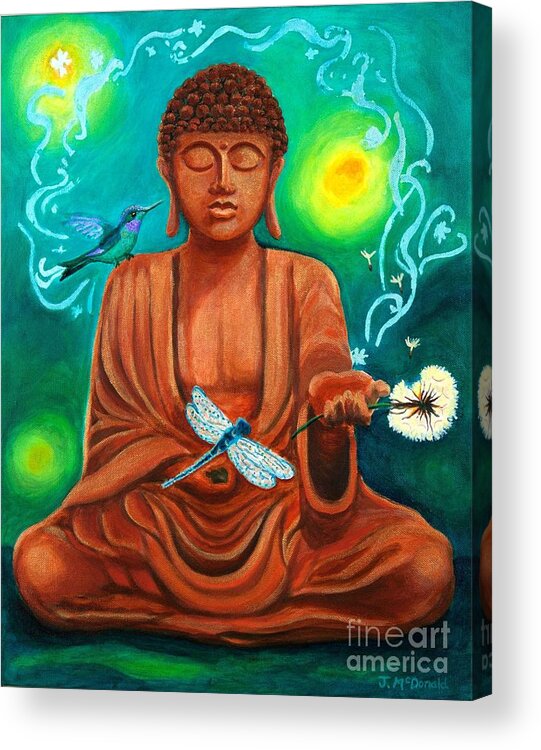 Buddha Acrylic Print featuring the painting Secrets of Life by Janet McDonald