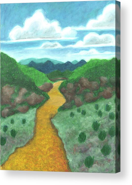 Landscape Acrylic Print featuring the painting Seeded Waterway by Carrie MaKenna