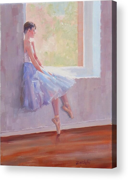 Ballarina Acrylic Print featuring the painting Shades of Lavender Two by Laura Lee Zanghetti