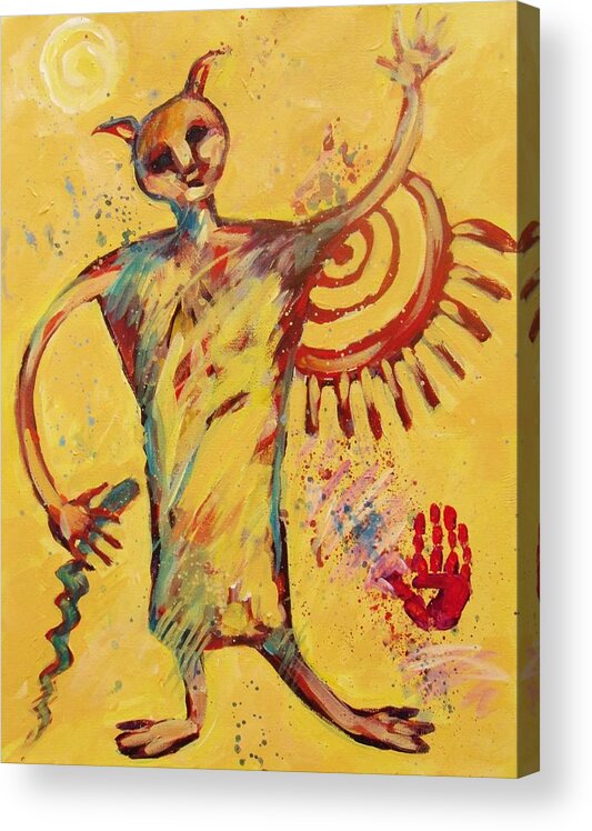 Cave Art Acrylic Print featuring the painting Shaman Greetings by Carol Suzanne Niebuhr