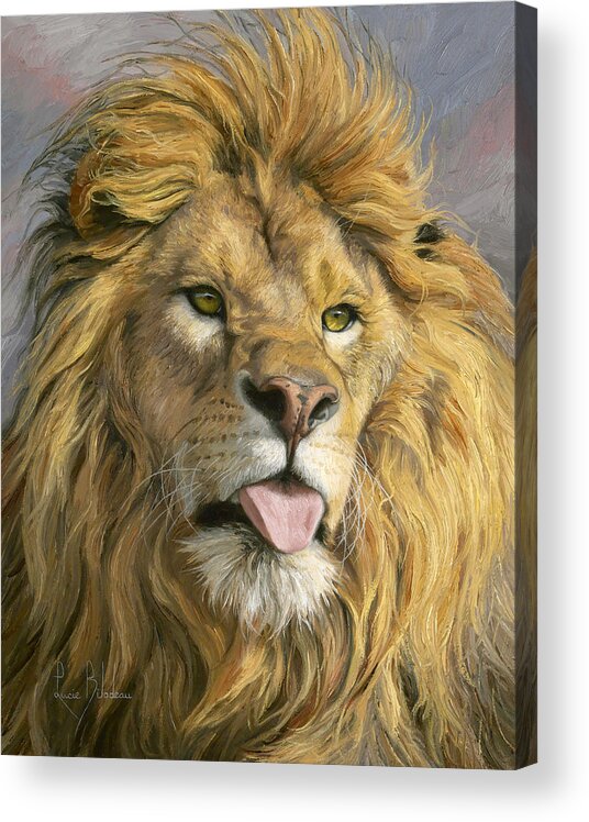 Lion Acrylic Print featuring the painting Silly Face by Lucie Bilodeau