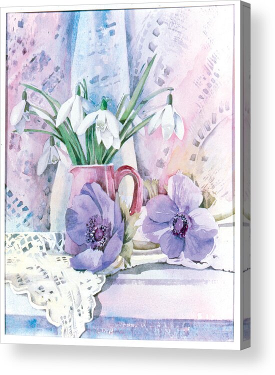 Julia Rowntree Acrylic Print featuring the photograph Snowdrops And Anemones by MGL Meiklejohn Graphics Licensing