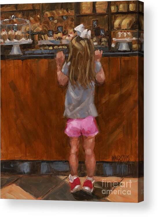 Bagel Acrylic Print featuring the painting SOLD - Good Golly Miss Mollie by Nancy Parsons