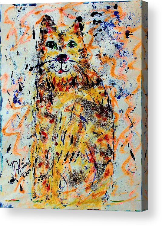 Expressionism Acrylic Print featuring the painting Sophisticated Cat 3 by Natalie Holland