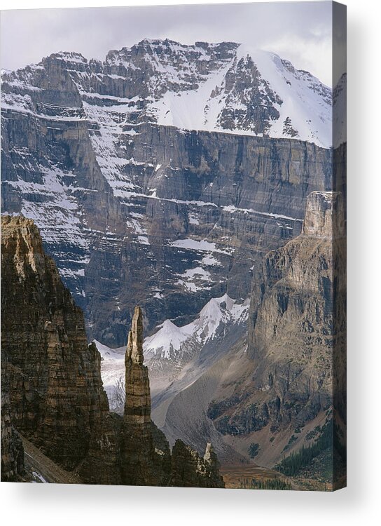 Mt. Lefroy Acrylic Print featuring the photograph 1M3436-South Face of Mt. Lefroy and Grand Sentinel by Ed Cooper Photography