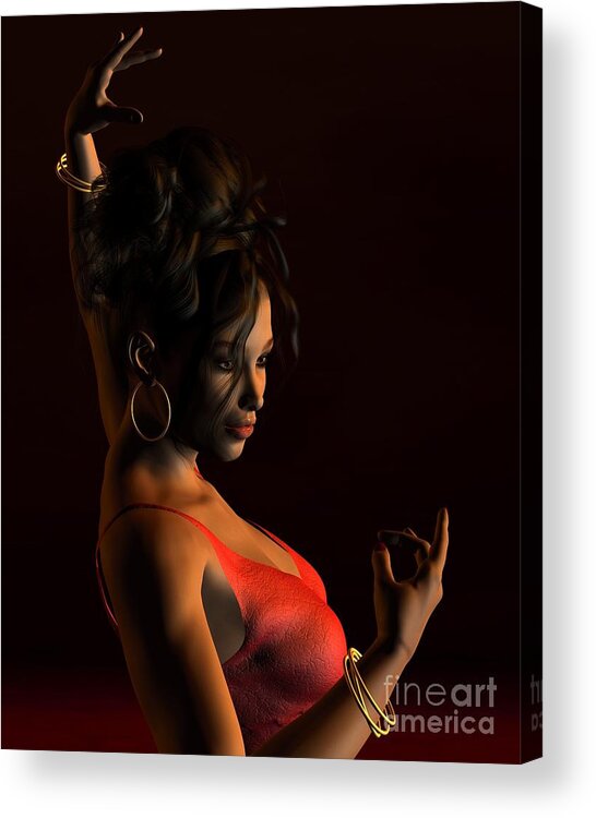 Flamenco Acrylic Print featuring the digital art Spanish Flamenco Dancer - 2 by Fairy Fantasies