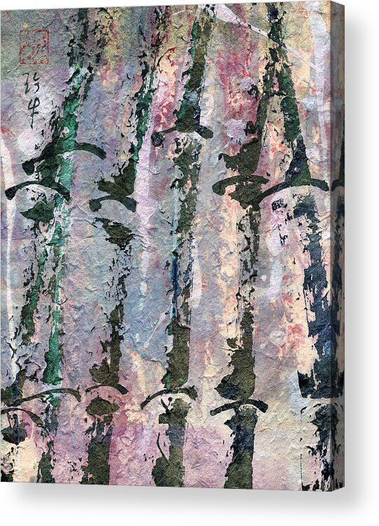 Bamboo Acrylic Print featuring the painting Spiritual Bamboo by Janet Gunderson