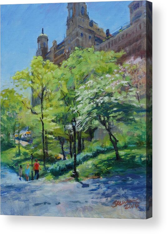 New York Acrylic Print featuring the painting Spring Morning in Central Park by Peter Salwen