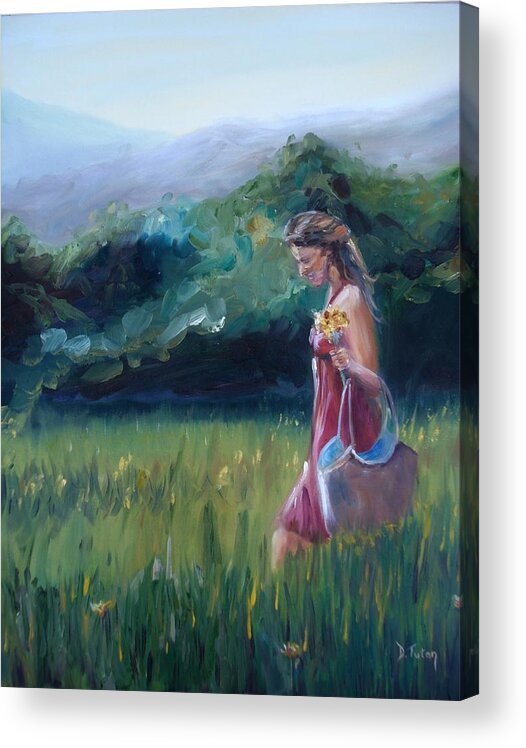 Field Acrylic Print featuring the painting Spring Stroll by Donna Tuten