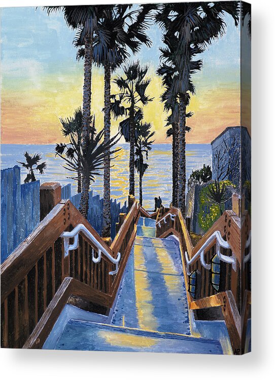 Landscape Acrylic Print featuring the painting Stairway to paradise by Andrew Palmer