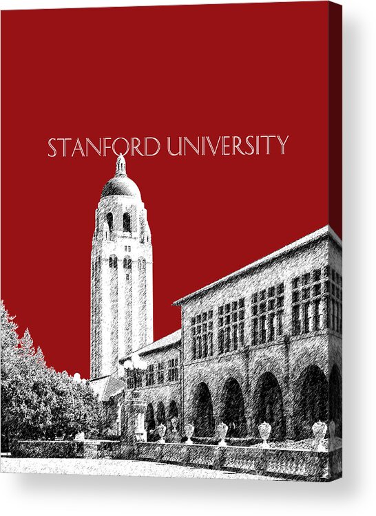 University Acrylic Print featuring the digital art Stanford University - Dark Red by DB Artist