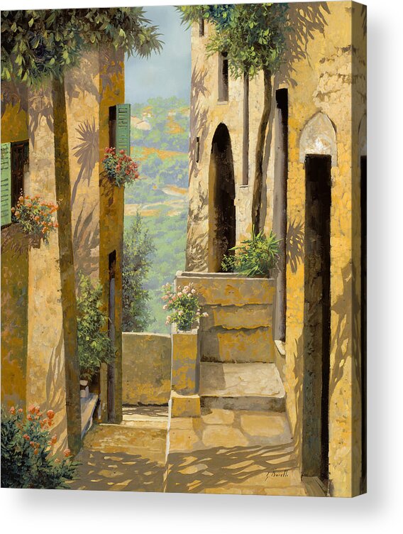 Landscape Acrylic Print featuring the painting stradina a St Paul de Vence by Guido Borelli