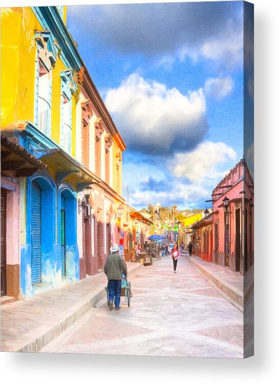 Colorful Acrylic Print featuring the photograph Streets of San Cristobal de las Casas - Colorful Mexico by Mark Tisdale